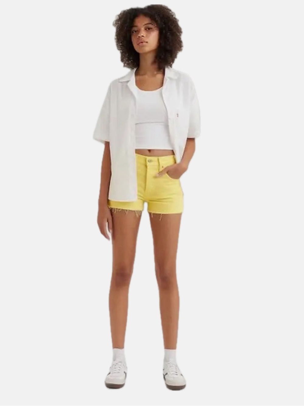 Levi Strauss 501 Jean Shorts Womens Yellow Cut Off Raw Hem